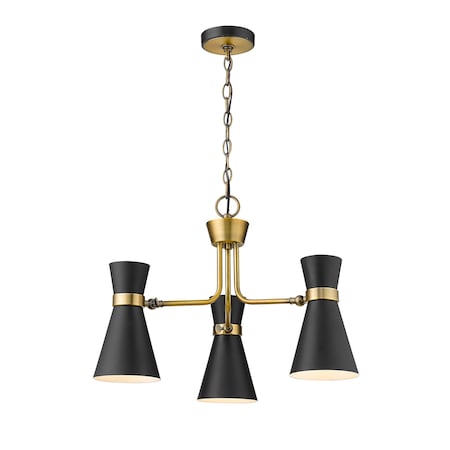 Z-Lite Soriano 3 Light Chandelier, Matte Black & Heritage Brass 728-3MB-HBR